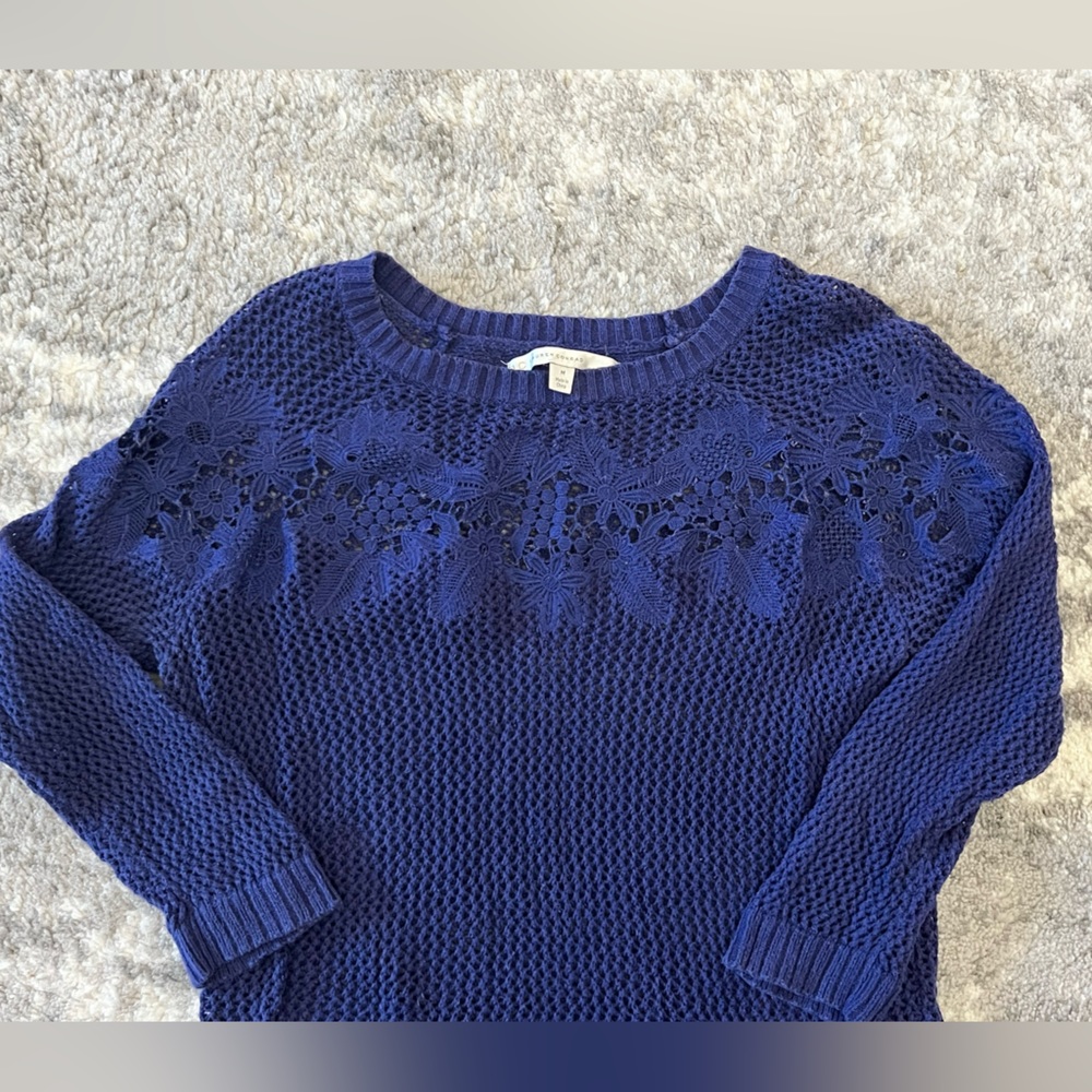 LC Lauren Conrad Blue Floral Sweater.
